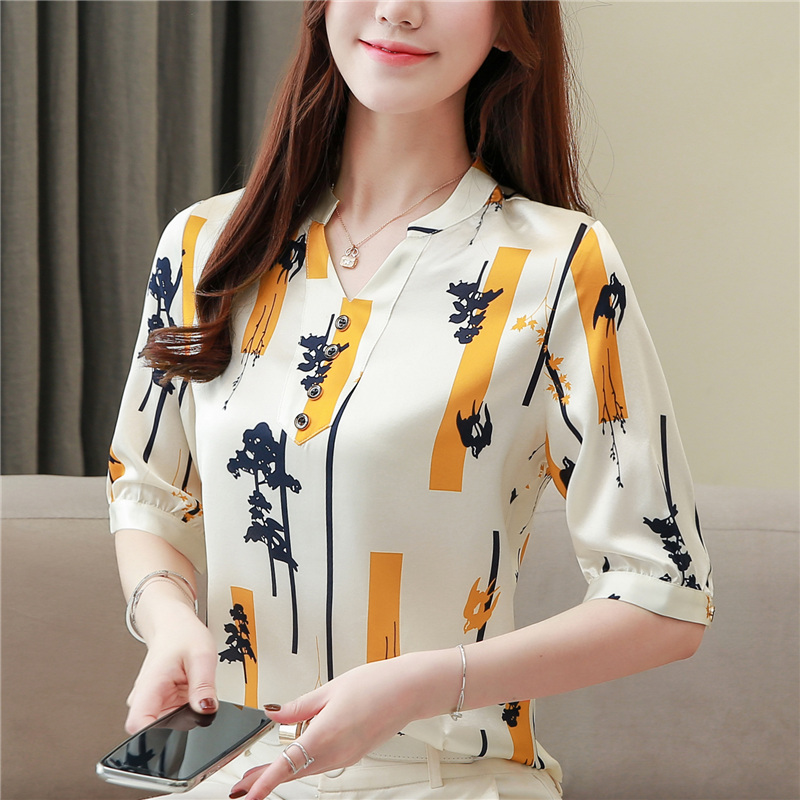 Silk short shirt short sleeve summer T-shirt for women