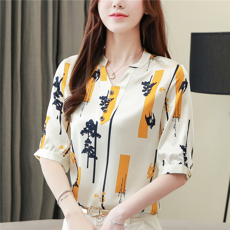 Silk short shirt short sleeve summer T-shirt for women