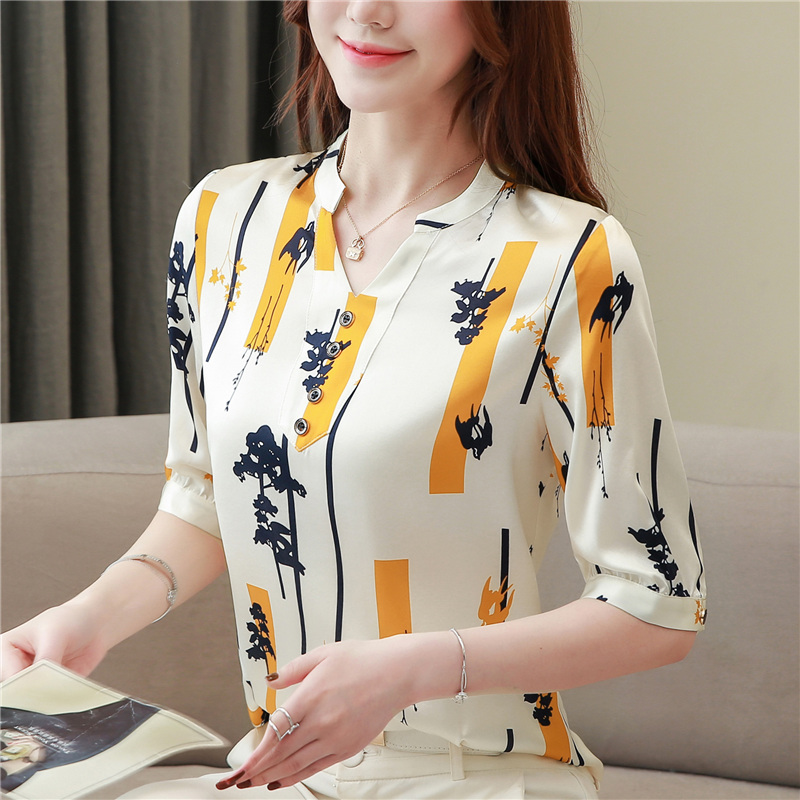 Silk short shirt short sleeve summer T-shirt for women