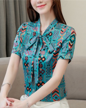 Fashion silk summer shirt temperament retro frenum tops