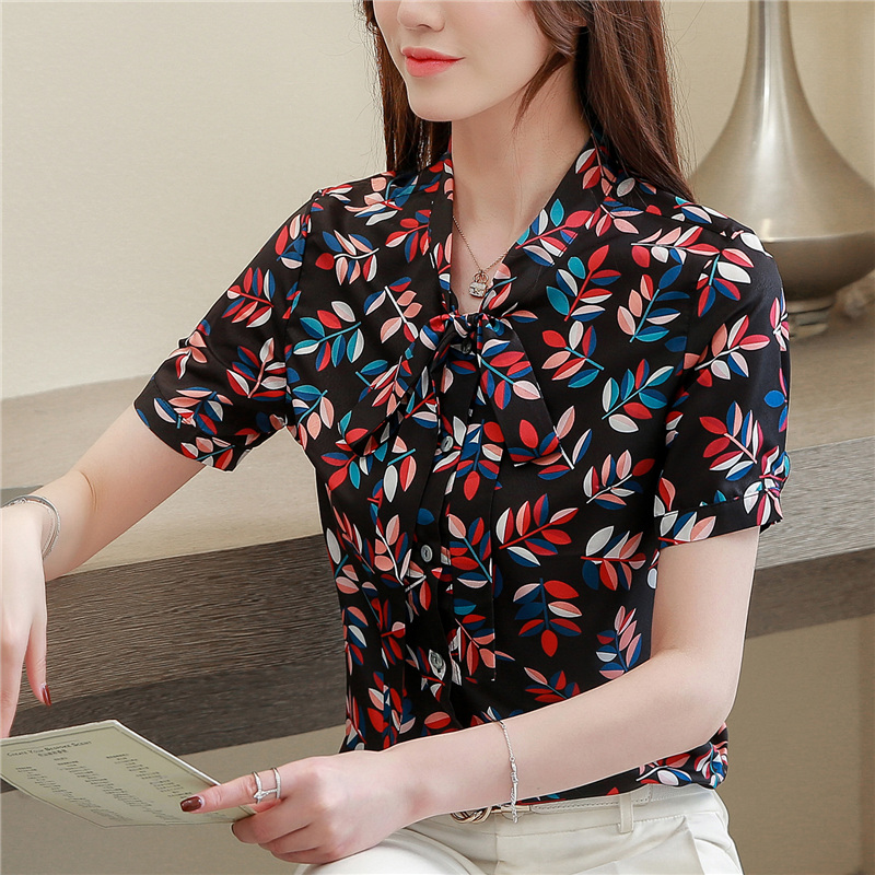 Fashion silk summer shirt temperament retro frenum tops