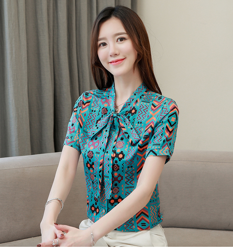 Fashion silk summer shirt temperament retro frenum tops