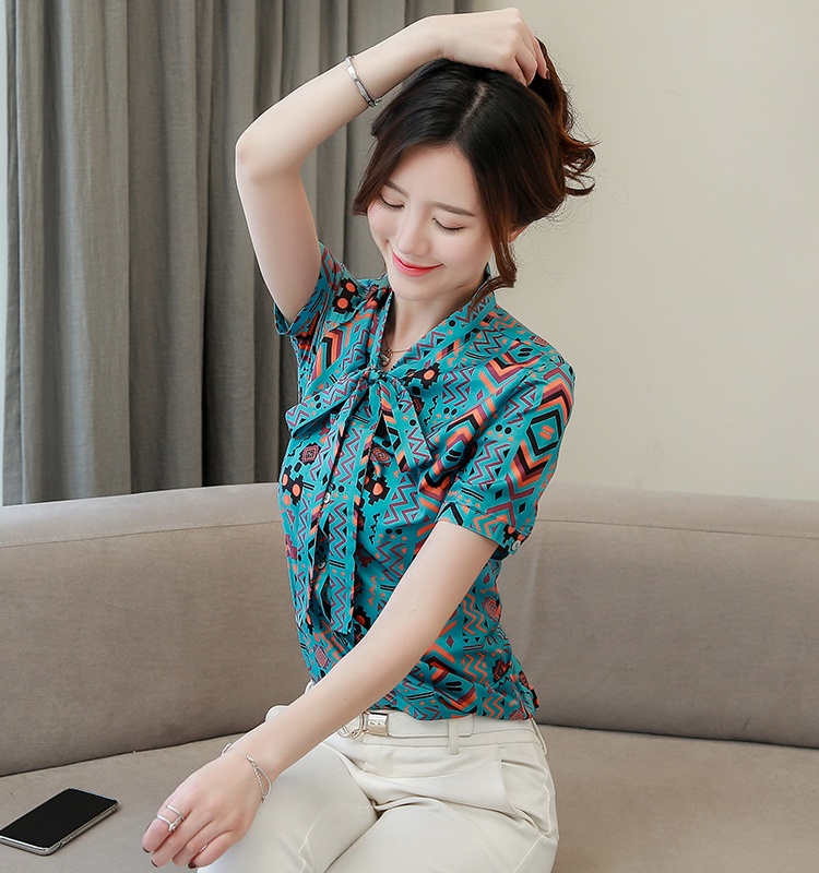 Fashion silk summer shirt temperament retro frenum tops