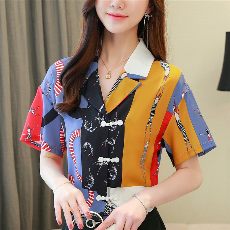 Short sleeve summer tops real silk large yard shirt