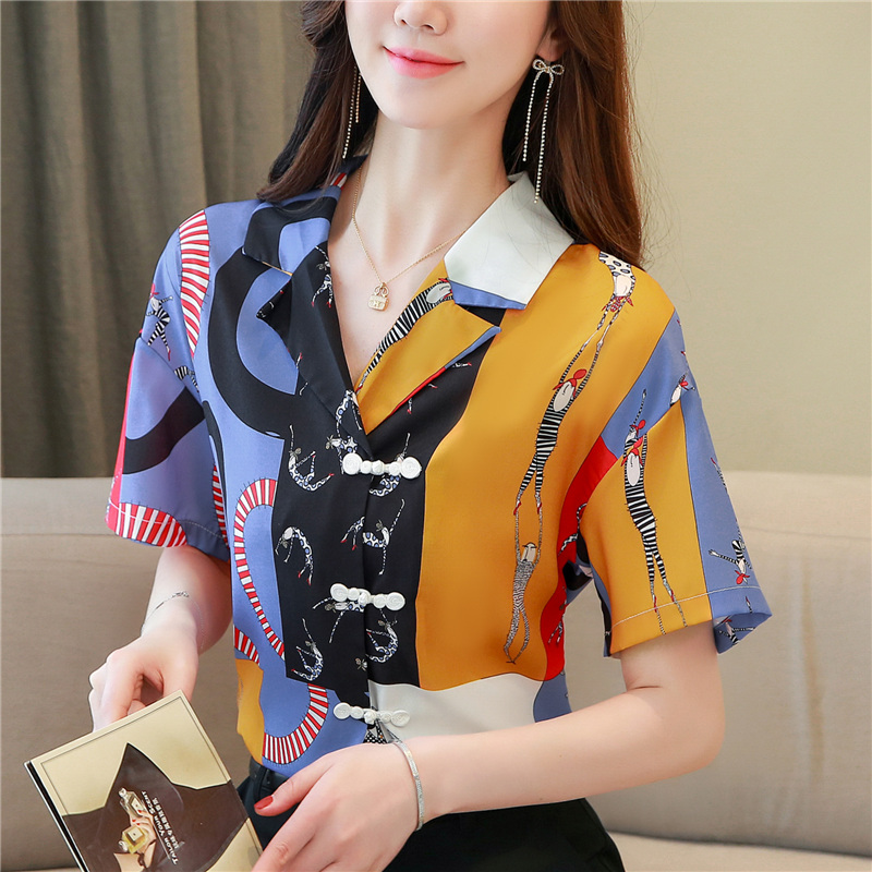 Short sleeve summer tops real silk large yard shirt