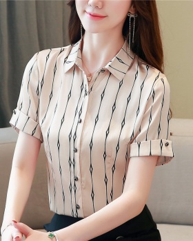 Short sleeve real silk shirt summer tops for women