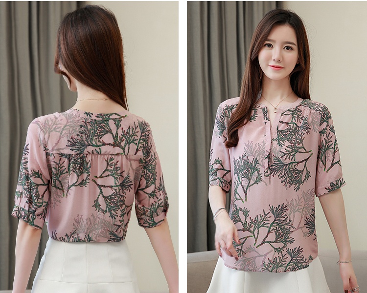 Printing temperament silk shirt Western style real silk tops