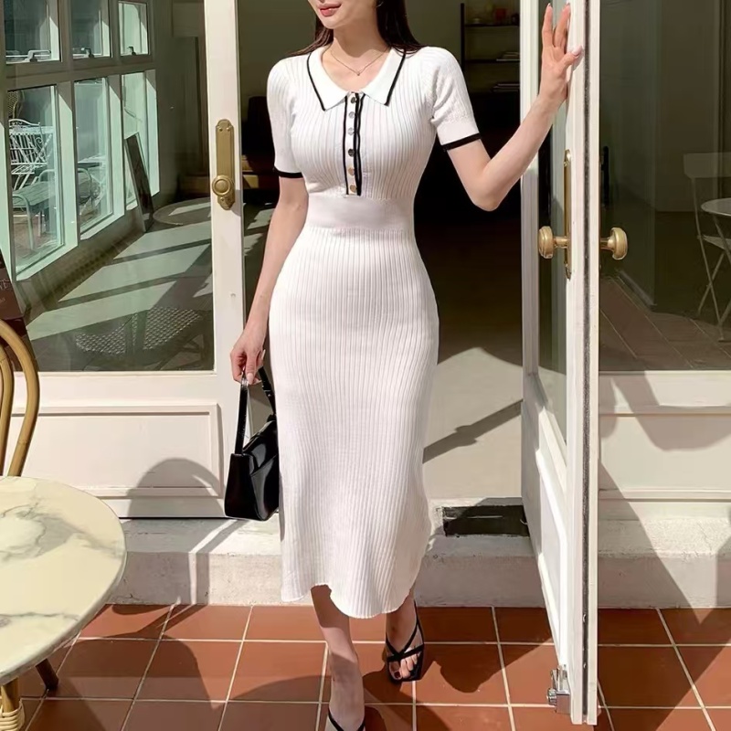 Korean style slim long dress hip dress for women