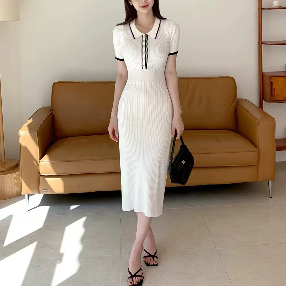 Korean style slim long dress hip dress for women