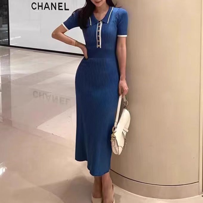 Korean style slim long dress hip dress for women