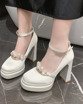 Thick square head France style shoes fashion lady platform