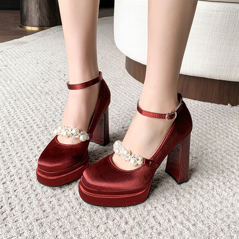 Thick square head France style shoes fashion lady platform