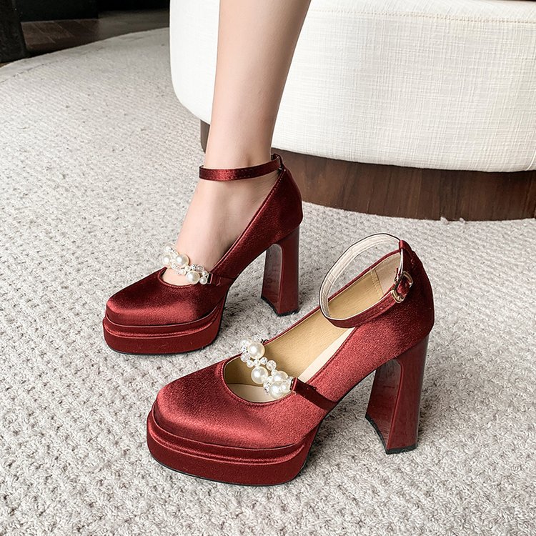 Thick square head France style shoes fashion lady platform