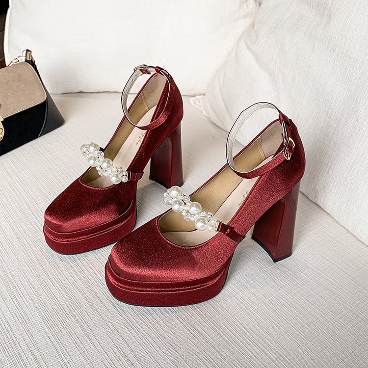 Thick square head France style shoes fashion lady platform