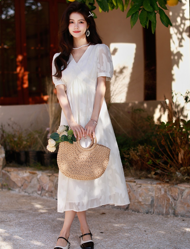 Summer France style long dress chiffon slim dress for women