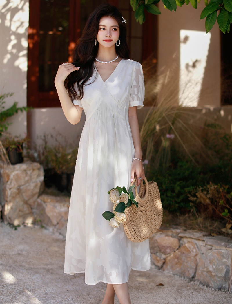 Summer France style long dress chiffon slim dress for women