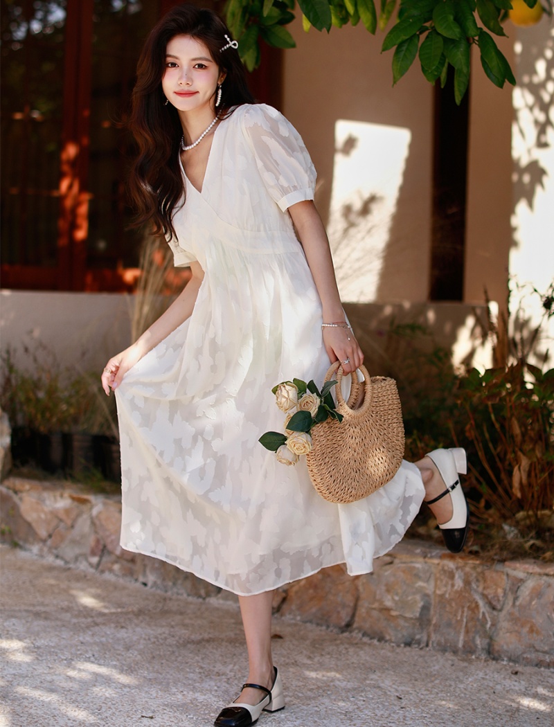 Summer France style long dress chiffon slim dress for women