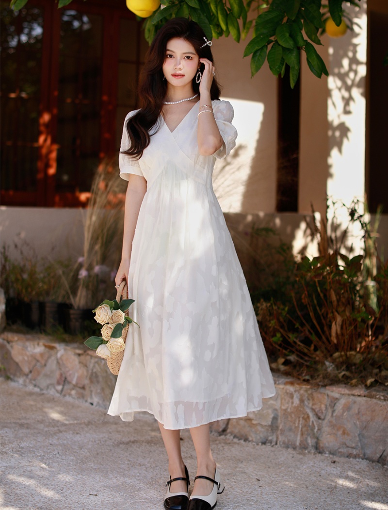 Summer France style long dress chiffon slim dress for women