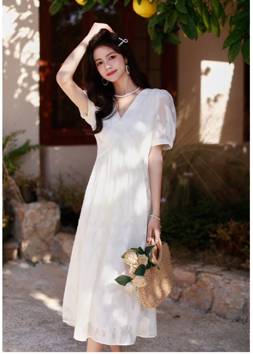 Summer France style long dress chiffon slim dress for women