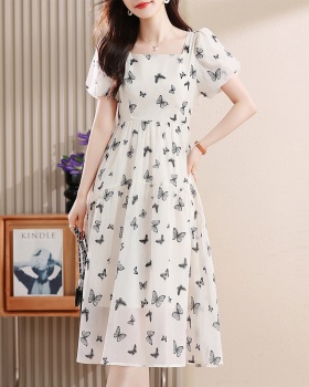 France style butterfly high waist summer temperament dress