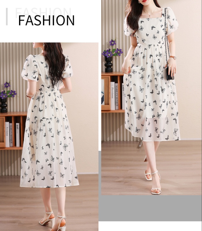 France style butterfly high waist summer temperament dress