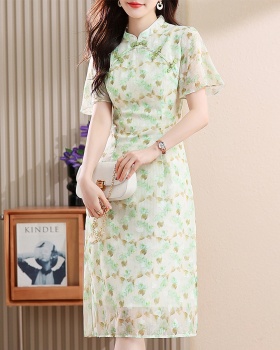 Chiffon summer cheongsam Chinese style dress for women