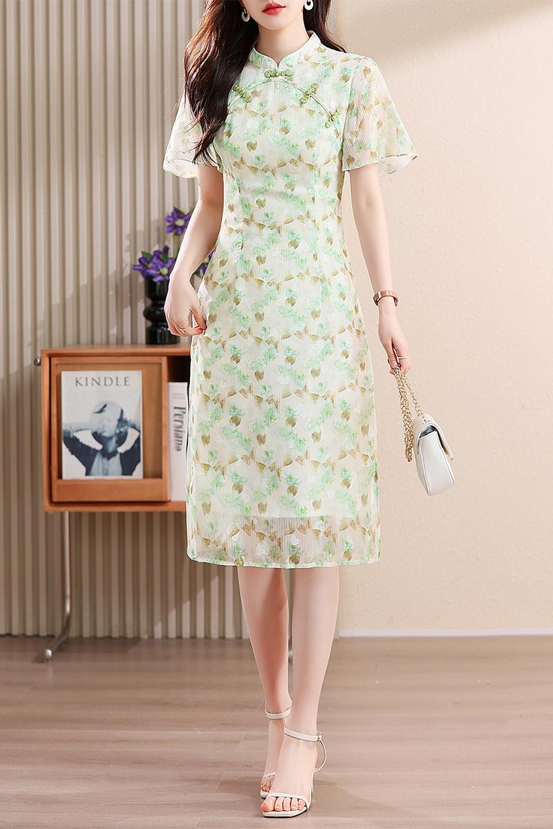 Chiffon summer cheongsam Chinese style dress for women