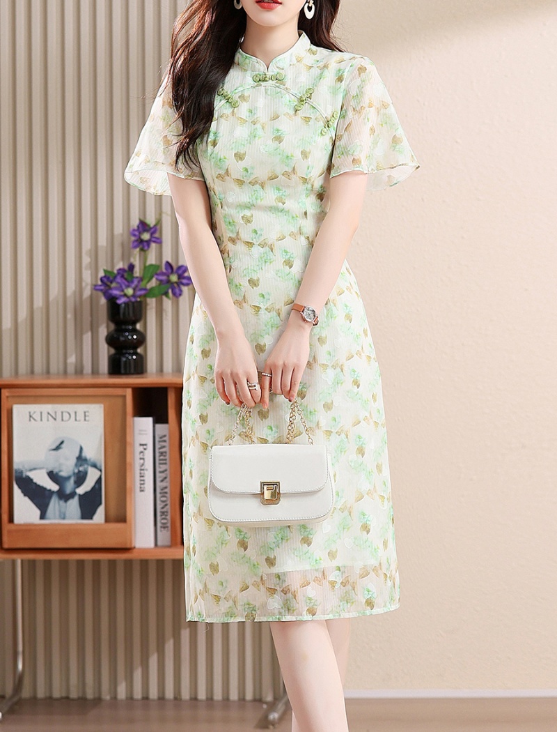 Chiffon summer cheongsam Chinese style dress for women