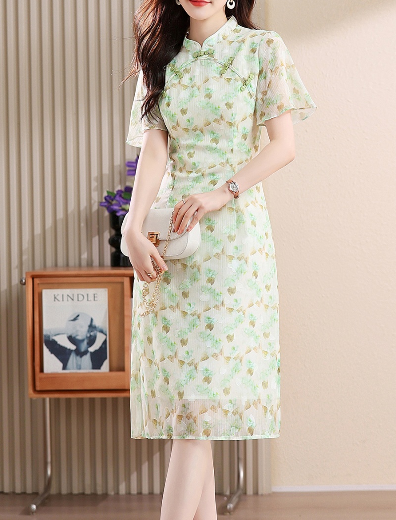 Chiffon summer cheongsam Chinese style dress for women