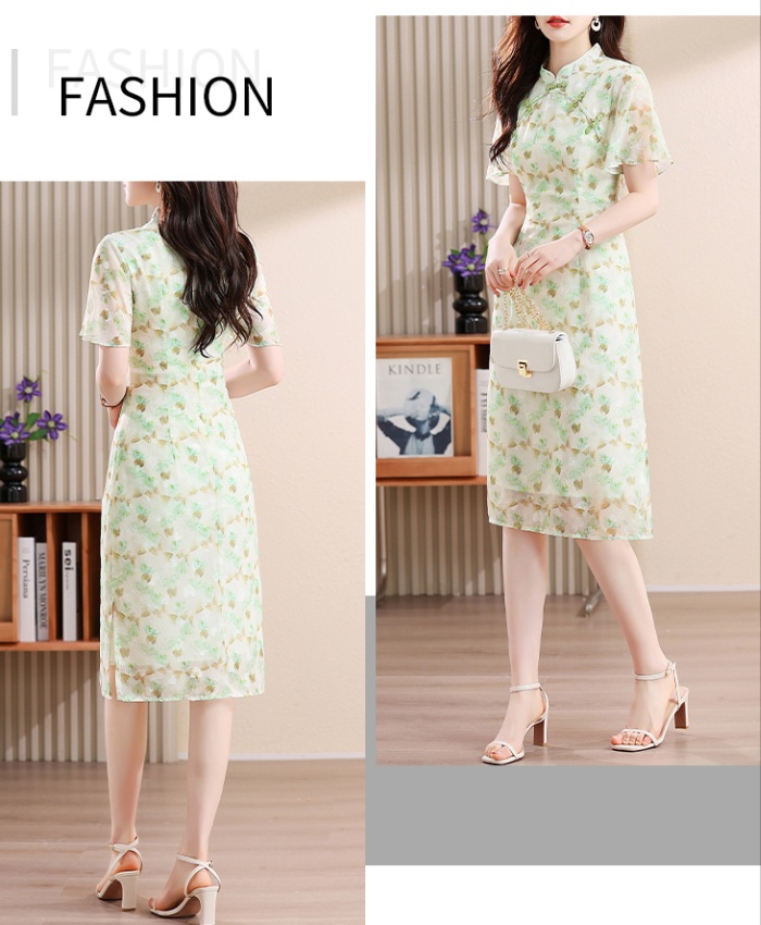 Chiffon summer cheongsam Chinese style dress for women