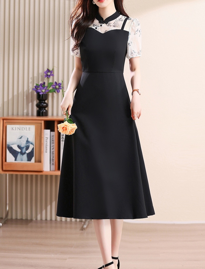 Elegant temperament summer mixed colors dress for women