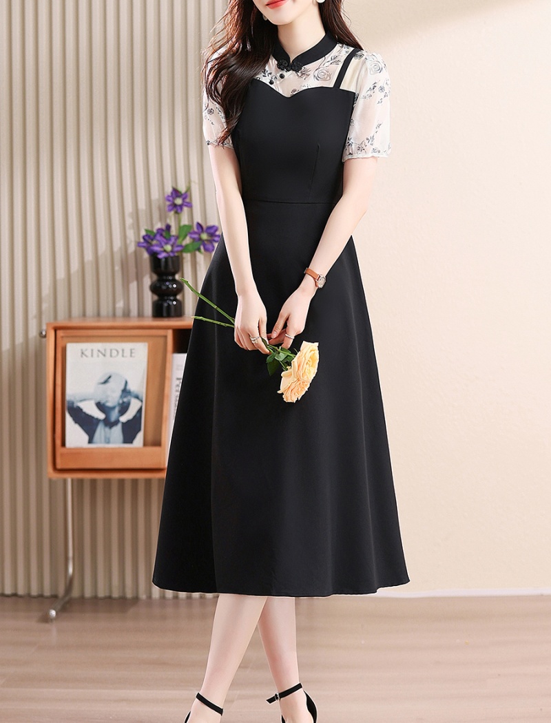 Elegant temperament summer mixed colors dress for women