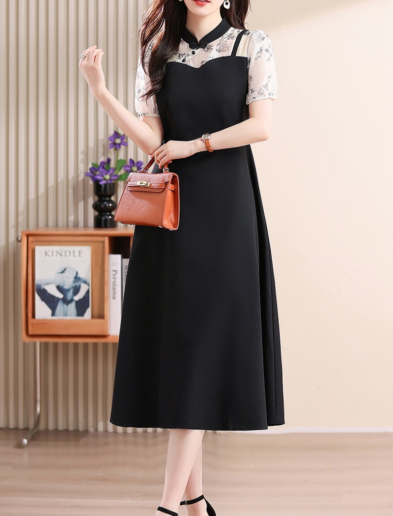 Elegant temperament summer mixed colors dress for women