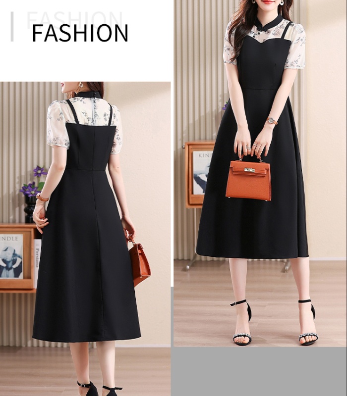 Elegant temperament summer mixed colors dress for women