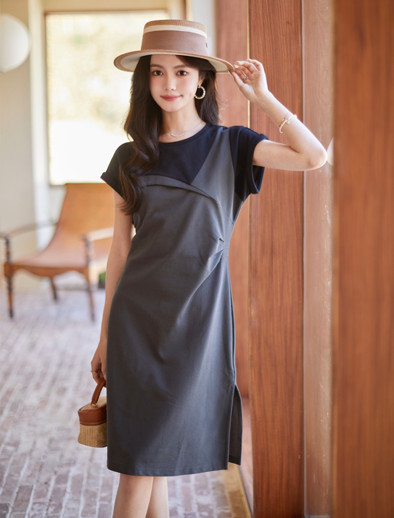 Summer fashion mixed colors slim splice dress for women