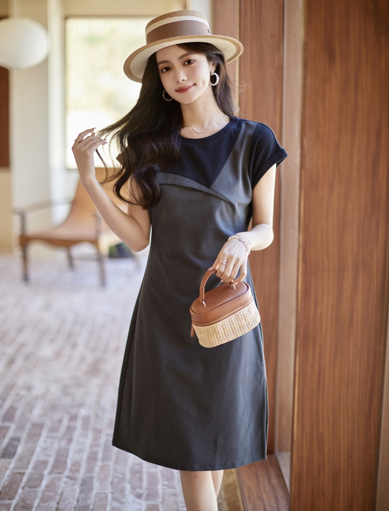 Summer fashion mixed colors slim splice dress for women