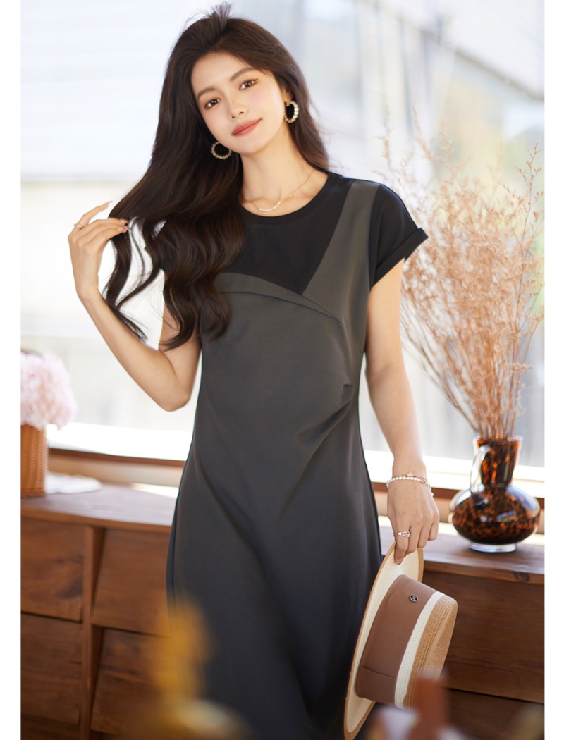 Summer fashion mixed colors slim splice dress for women