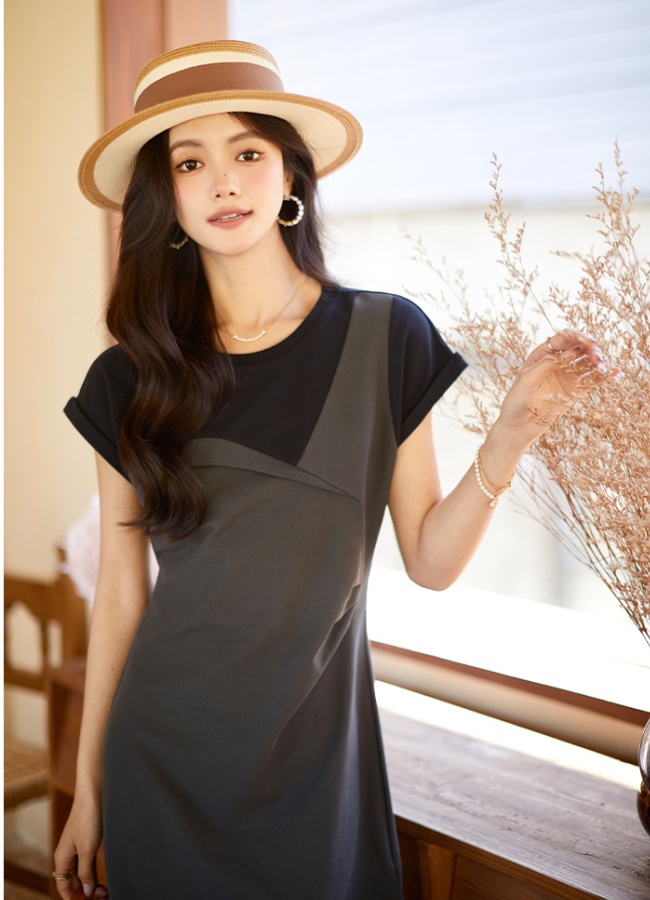 Summer fashion mixed colors slim splice dress for women