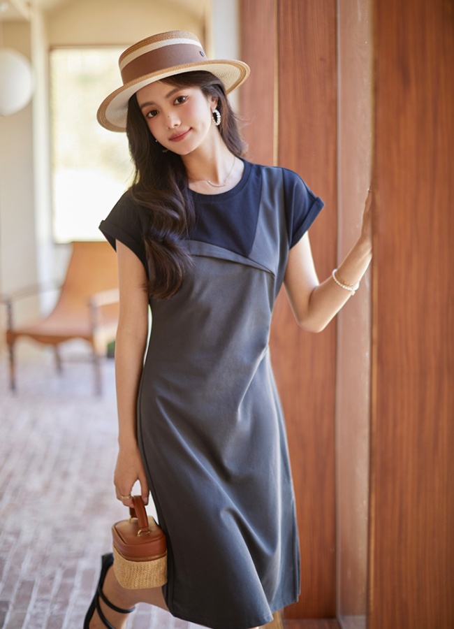 Summer fashion mixed colors slim splice dress for women