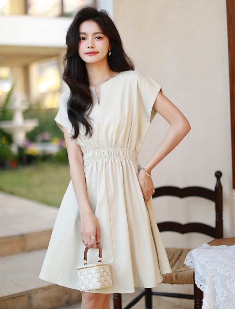 Niche pinched waist simple temperament slim dress