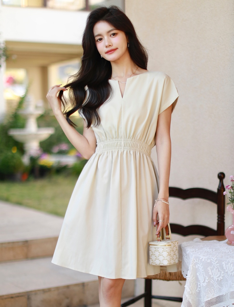 Niche pinched waist simple temperament slim dress