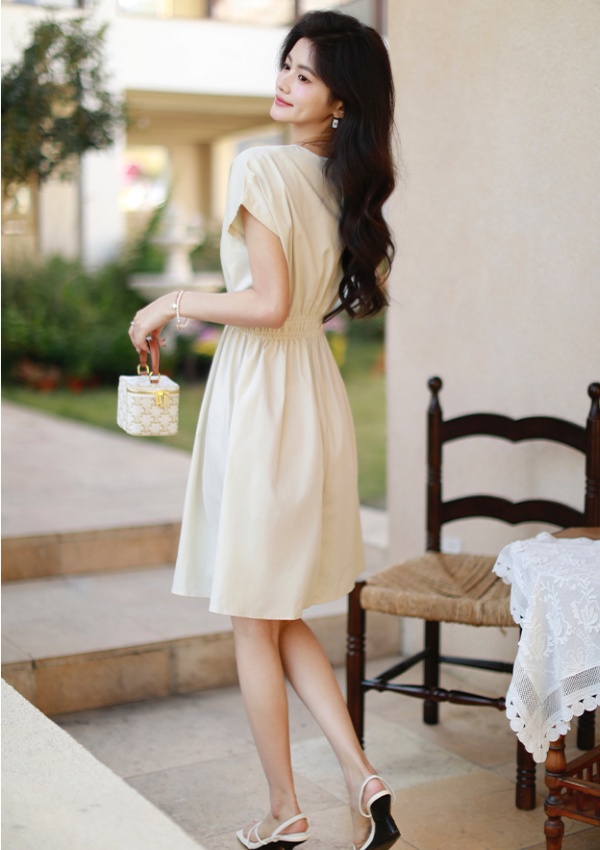 Niche pinched waist simple temperament slim dress