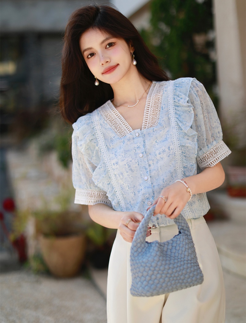 Floral shirt Western style small shirt for women