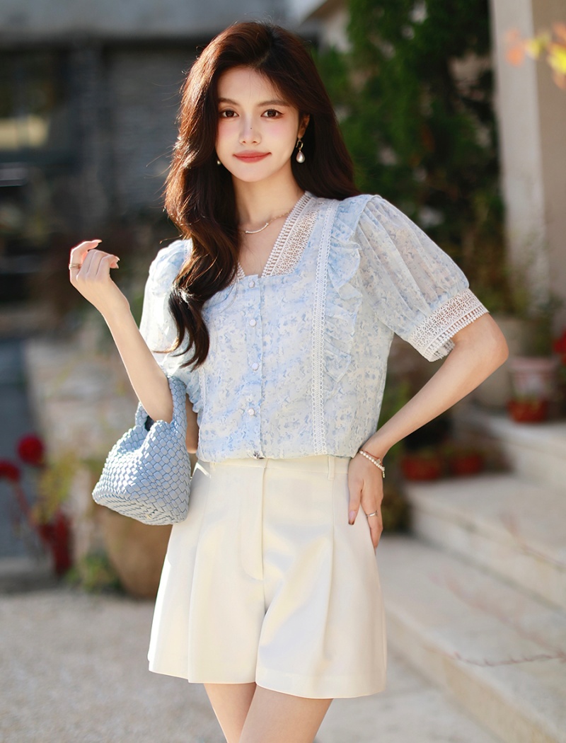 Floral shirt Western style small shirt for women