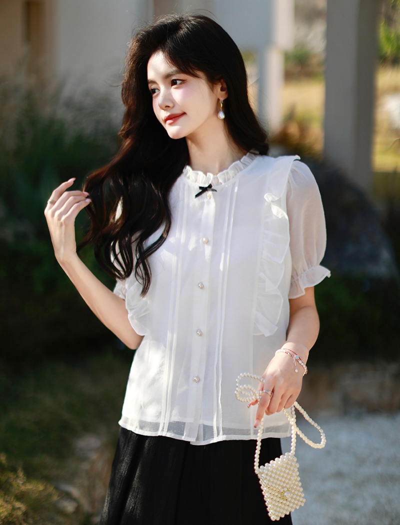 Niche chiffon tops temperament France style shirt for women