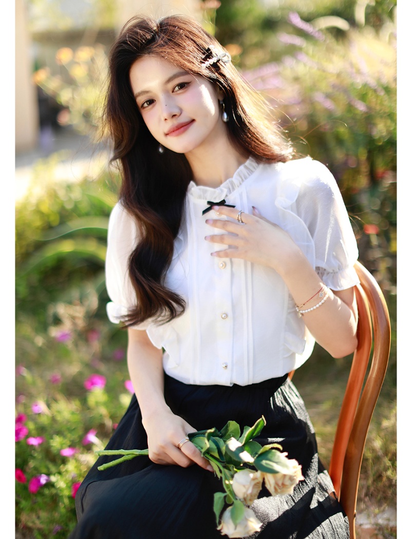 Niche chiffon tops temperament France style shirt for women