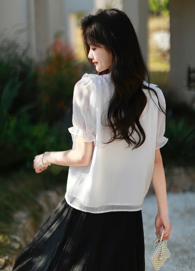 Niche chiffon tops temperament France style shirt for women