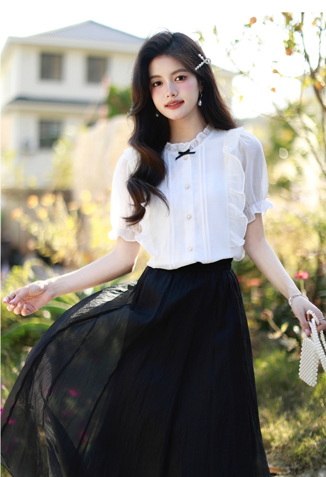 Niche chiffon tops temperament France style shirt for women