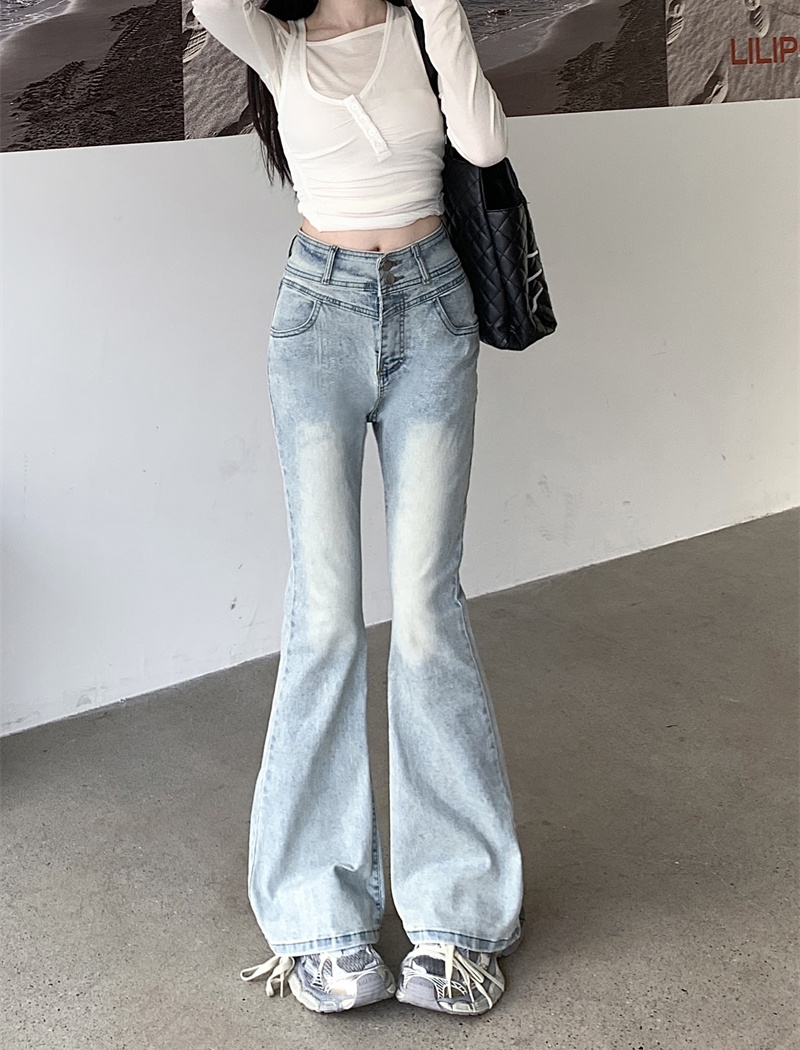 Fashion slim long pants high waist flare pants