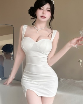 Low-cut sexy short vest package hip bottoming dress